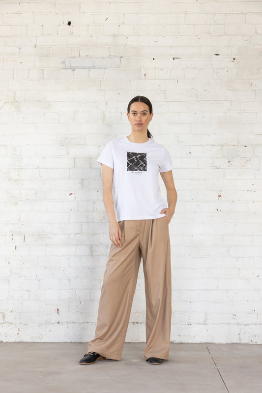 Abstract T-Shirt | White with Black Print