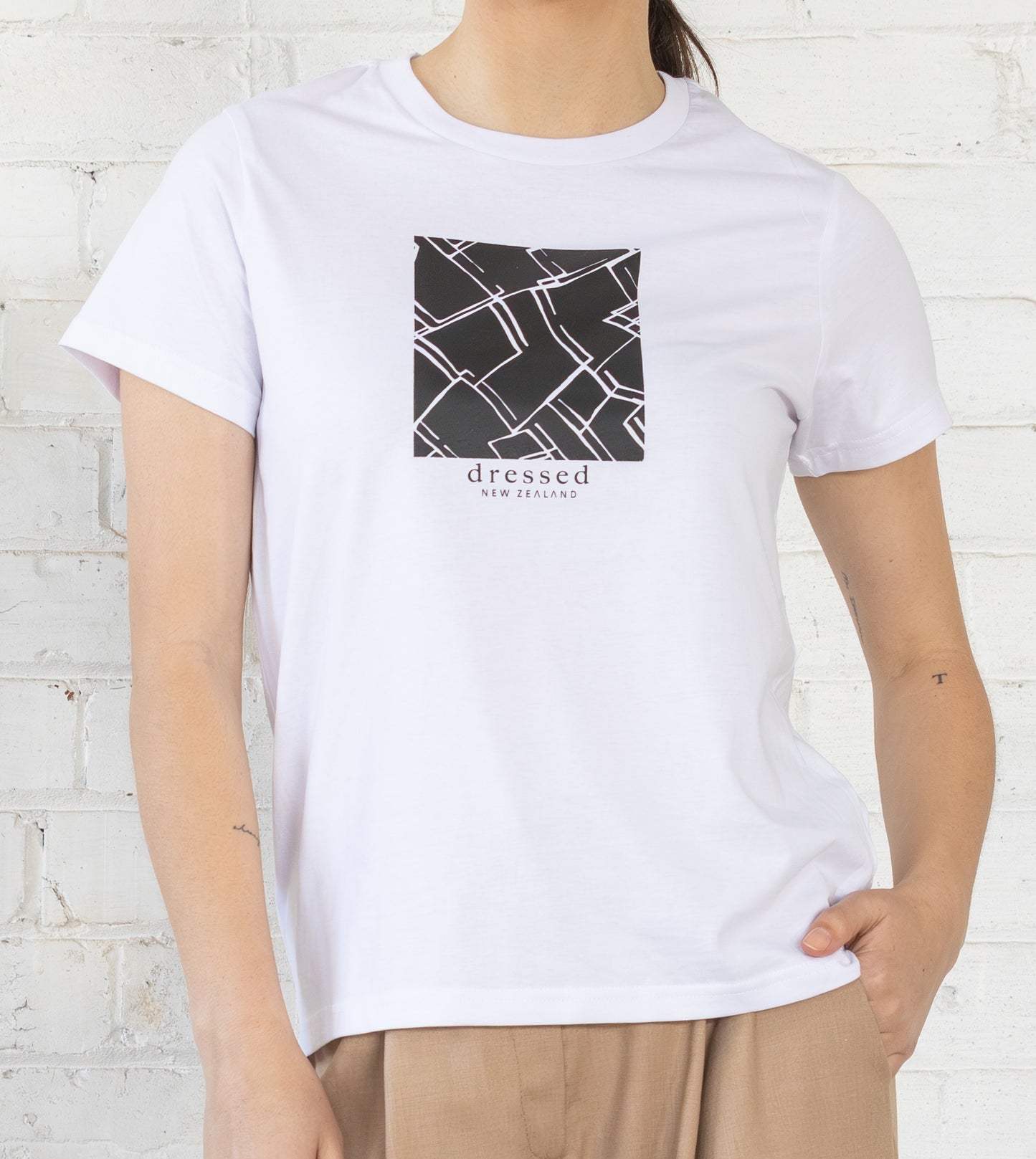 Abstract T-Shirt | White with Black Print