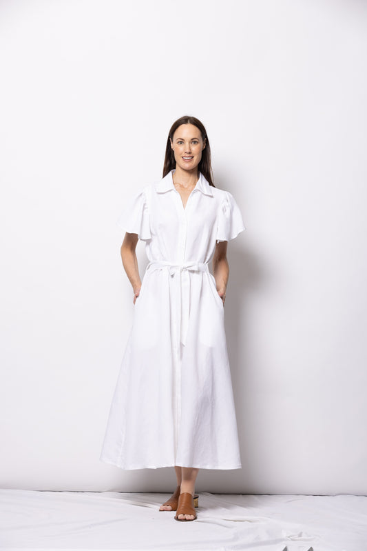 Athens Shirt Dress | White
