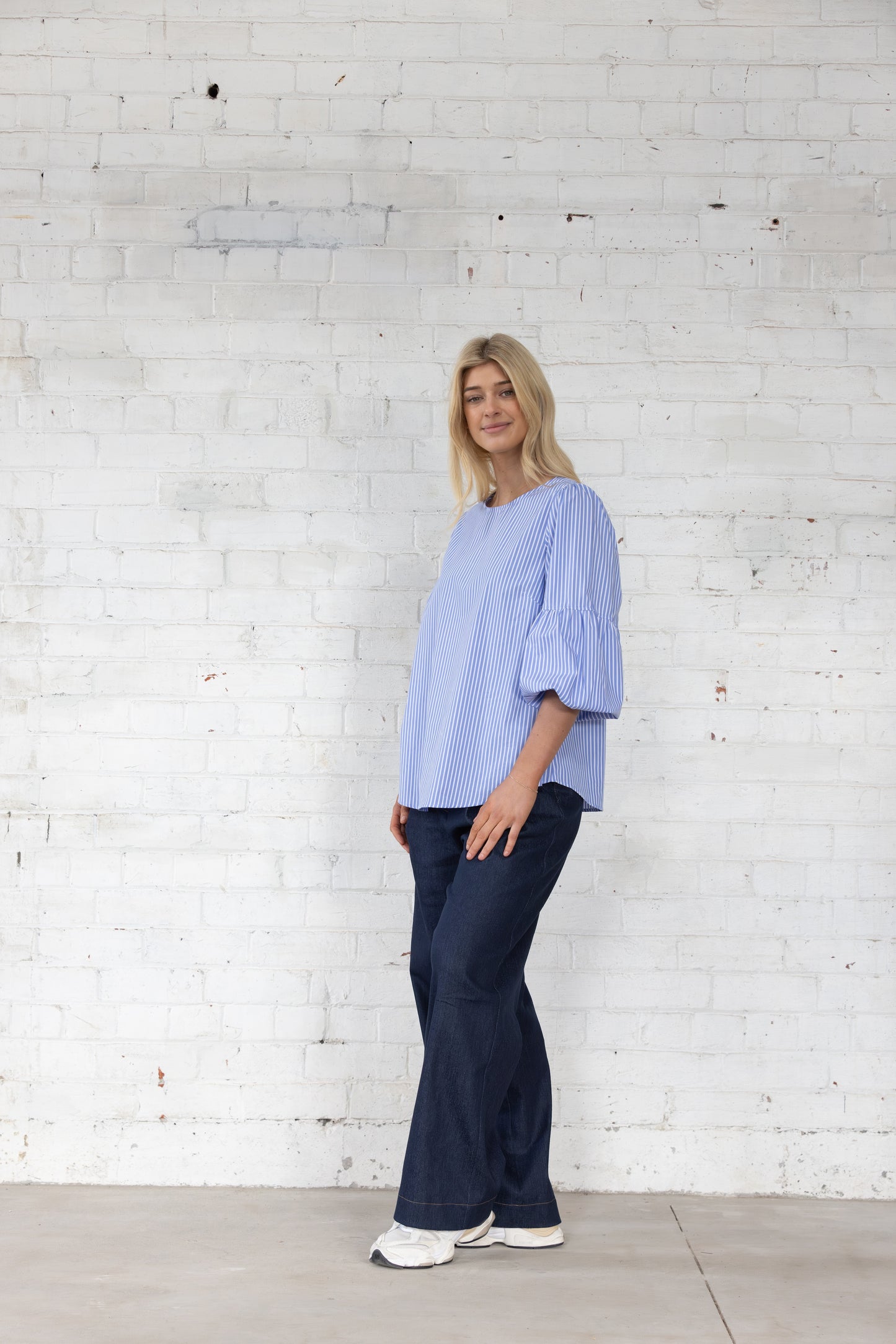 Vienna Top | Blue White Stripe