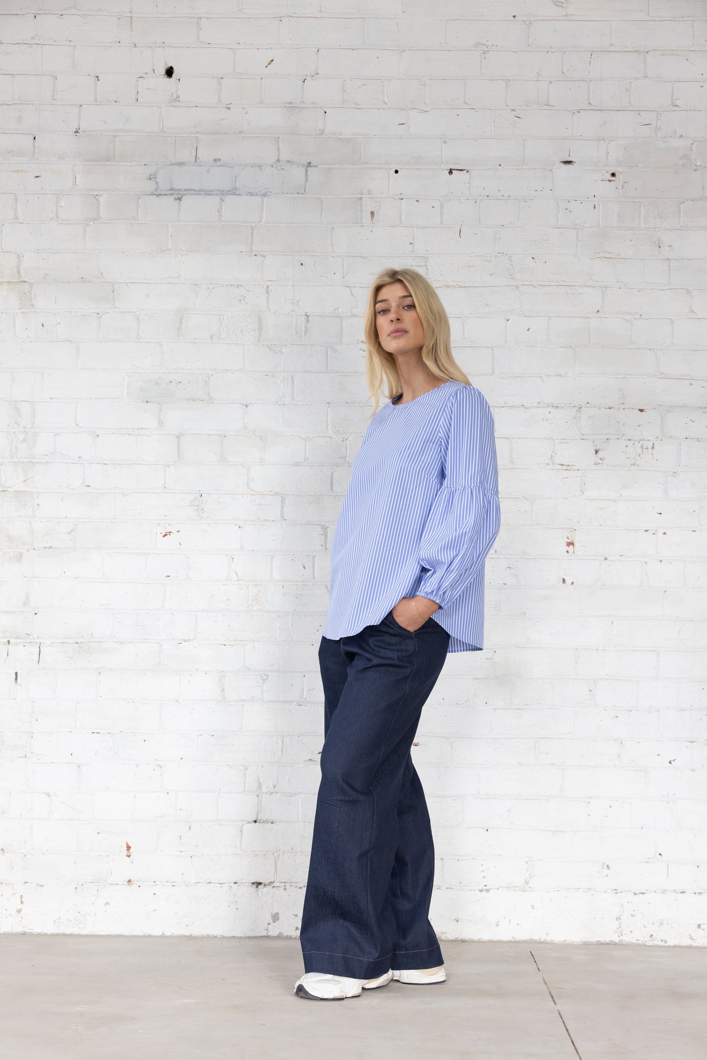 Vienna Top | Blue White Stripe