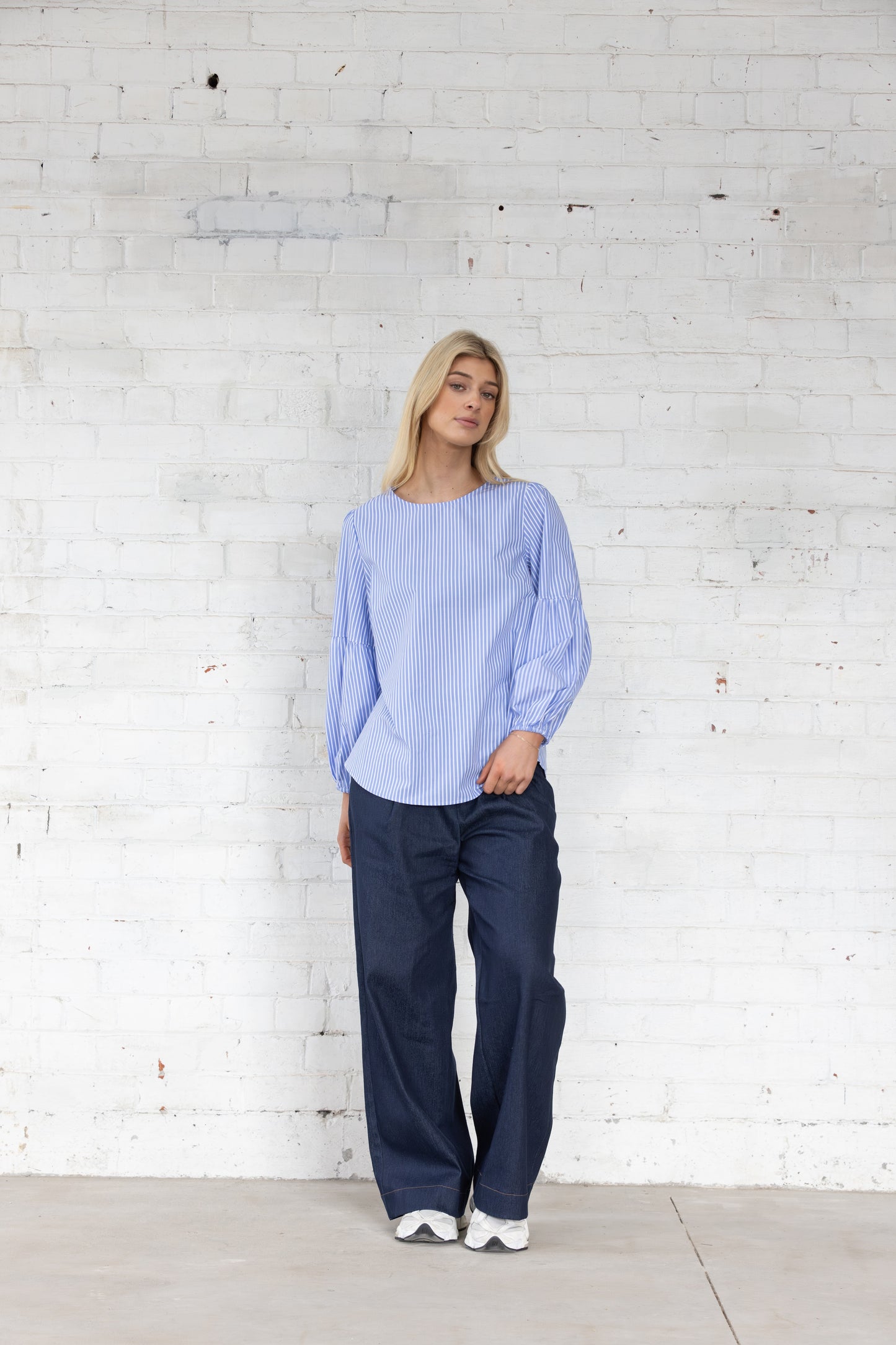 Vienna Top | Blue White Stripe