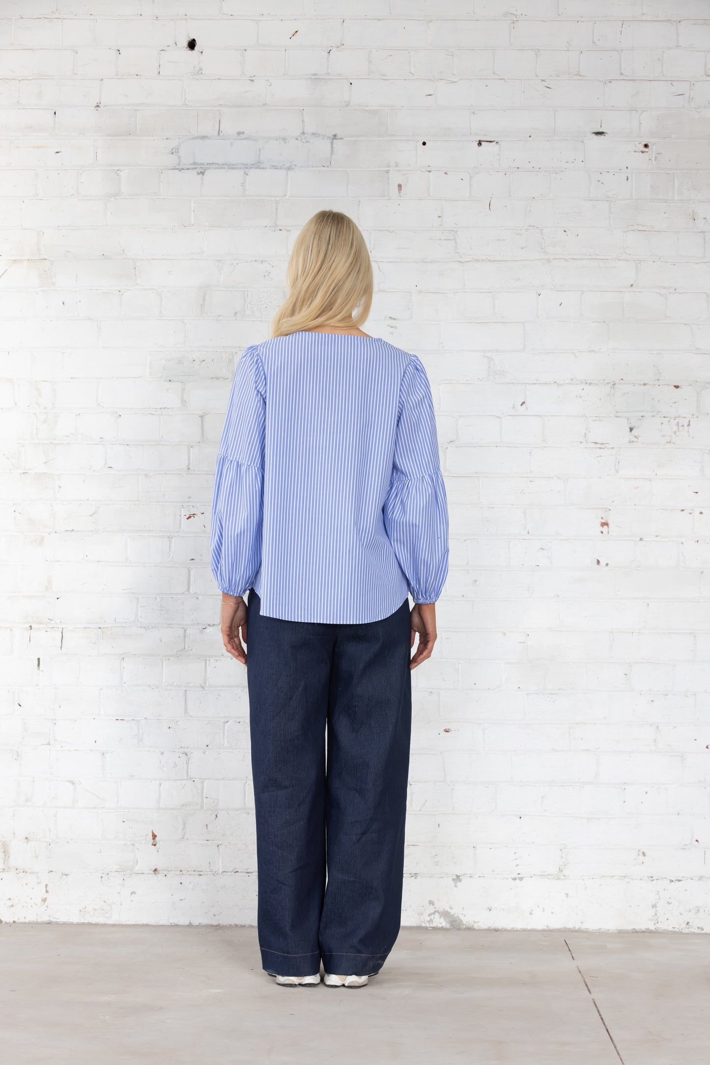 Vienna Top | Blue White Stripe